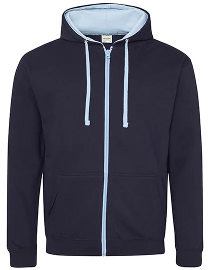 Just Hoods Varsity Zoodie mit YKK-Reißverschluss, New French Navy/Sky Blue XL, JH053