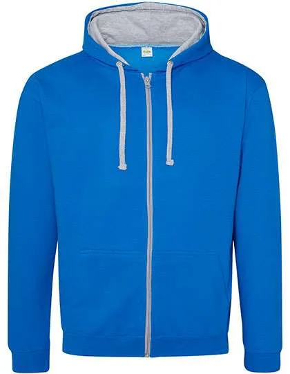 Just Hoods Varsity Zoodie mit YKK-Reißverschluss, Sapphire Blue/Heather Grey XXL, JH053