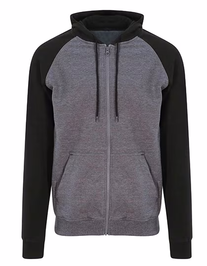 Just Hoods Baseball Zoodie mit Raglan-Ärmeln, Jet Black/Fire Red S, JH063