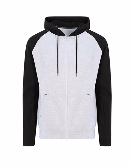 Just Hoods Baseball Zoodie mit Raglan-Ärmeln, Heather Grey/Jet Black L, JH063