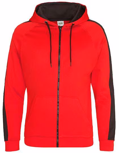 Just Hoods Sports Polyester Zoodie mit Kontrast-Reißverschluss, Jet Black/Arctic White M, JH066