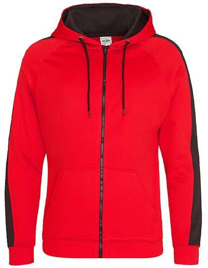 Just Hoods Sports Polyester Zoodie mit Kontrast-Reißverschluss, Jet Black/Arctic White M, JH066