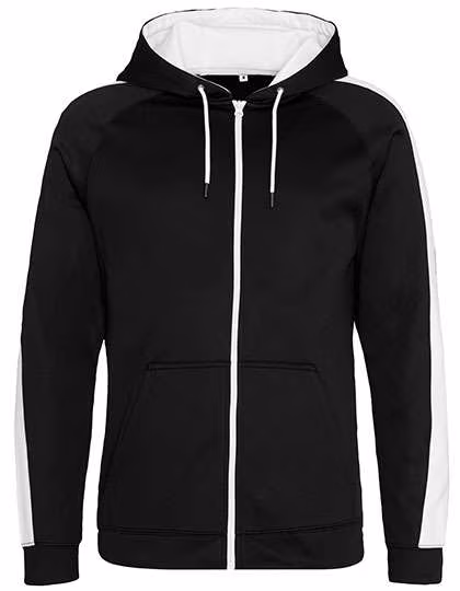 Just Hoods Zoodie de sport en Polyester avec fermeture éclair contrastée, Jet Black/Arctic White M, JH066