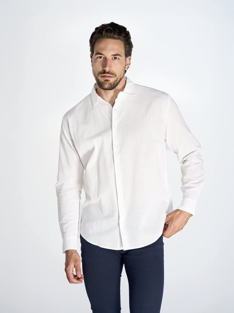 JHK Flammgarn-Baumwolle Langarm-Hemd Camisa Tulum, Brown S, JHK200