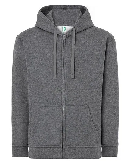 JHK Kapuzen-Sweatshirt mit 2-Wege-Reißverschluss, Dark Grey Melange M, JHK422