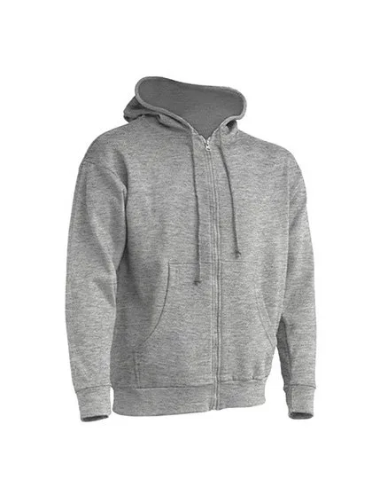 JHK Kapuzen-Sweatshirt mit 2-Wege-Reißverschluss, Grey Melange XL, JHK422