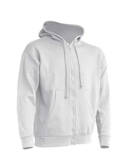 JHK Kapuzen-Sweatshirt mit 2-Wege-Reißverschluss, White XL, JHK422