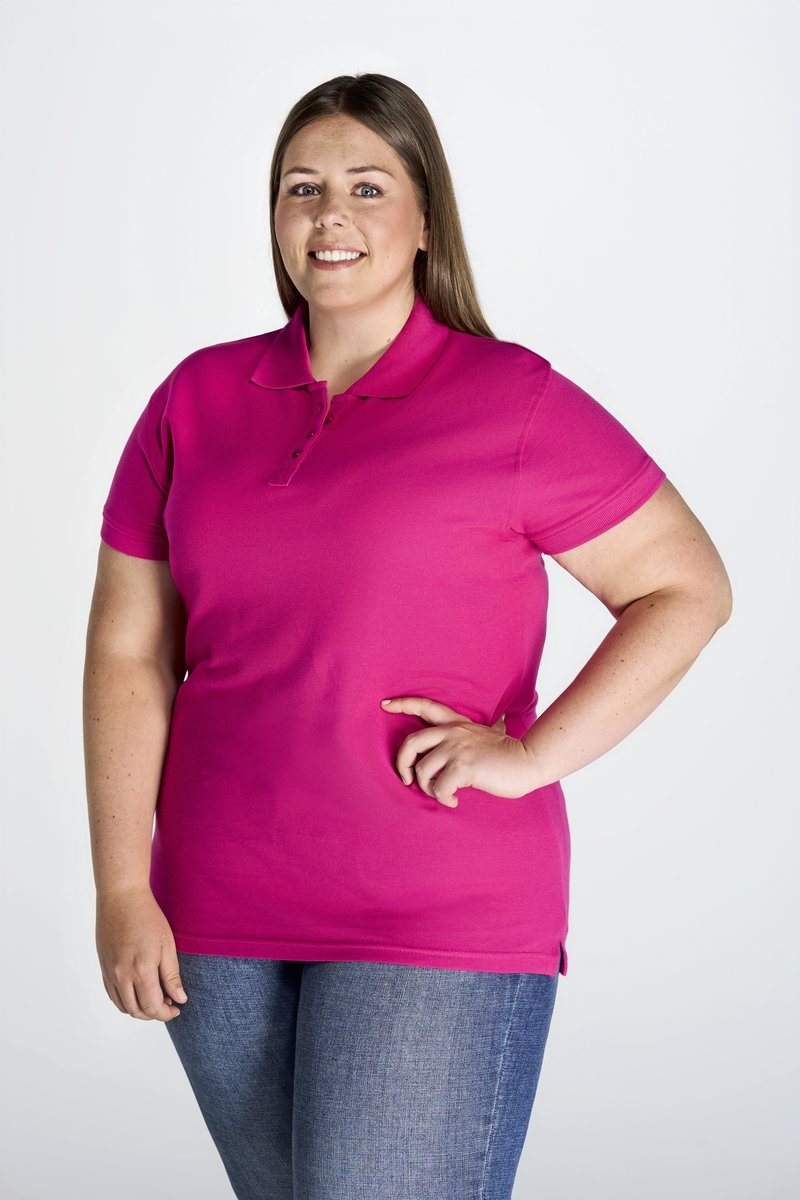JHK Polo-Shirt Ladies' Curves Baumwolle für Damen, White S, JHK602