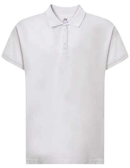 JHK Polo Shirt Ladies' Curves Cotton for Women, White S, JHK602
