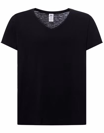 JHK Curves Slub T-Shirt Scollo a V da Donna, White M, JHK603