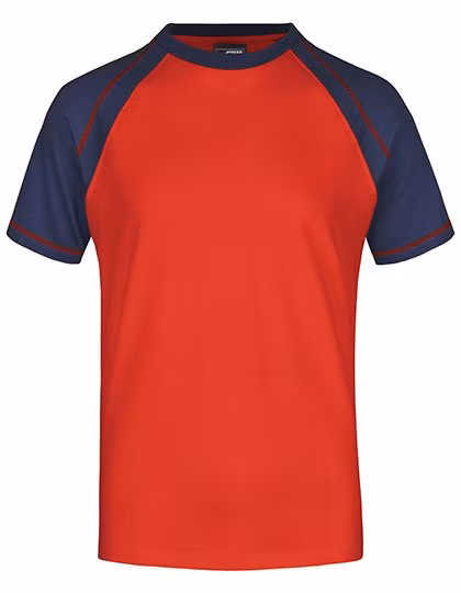 James&Nicholson Raglan T-Shirt with Contrast Sleeve for Men, Red/Navy S, JN010