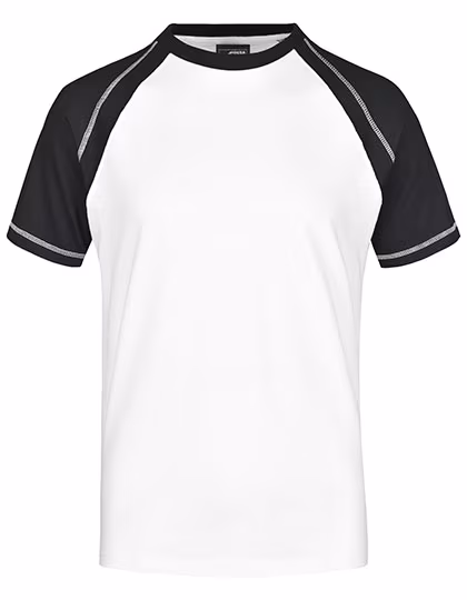 James&Nicholson Raglan-T-Shirt mit Kontrastärmel für Herren, White/Black L, JN010
