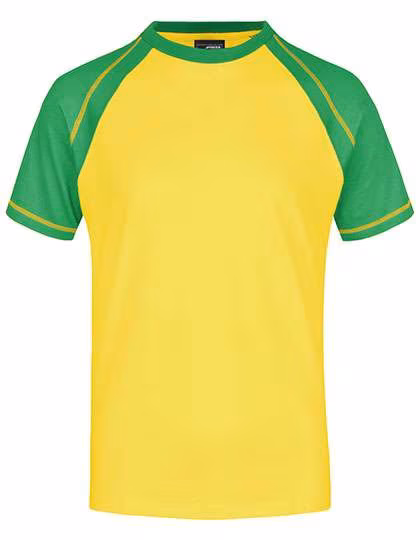 James&Nicholson Raglan-T-Shirt mit Kontrastärmel für Herren, Yellow/Frog XXL, JN010