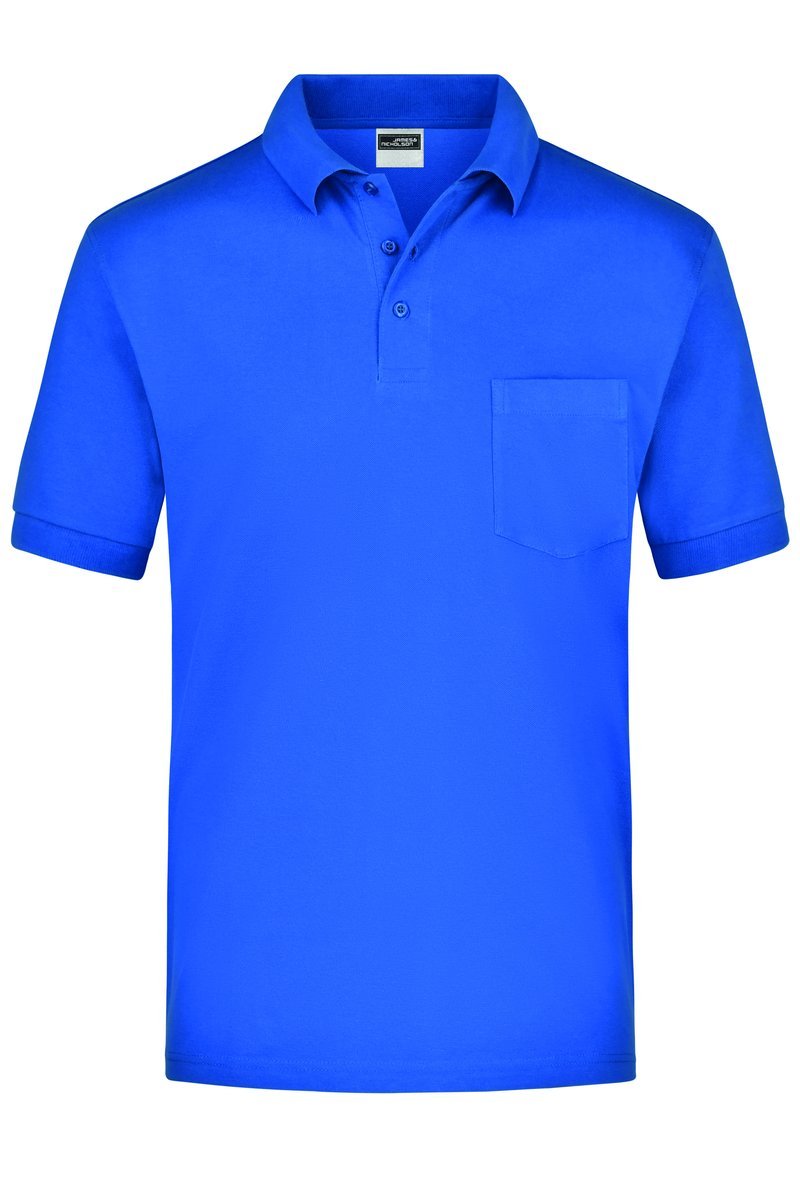James&Nicholson Polo-Shirt mit Brusttasche Piqué, White S, JN026