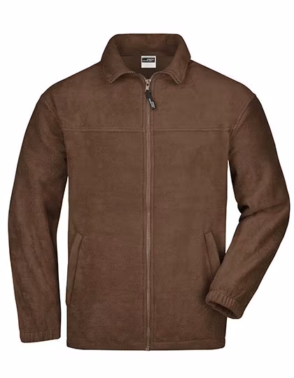 James&Nicholson Fleece Jacket with Cadet Collar and Zip, Brown XXL, JN044