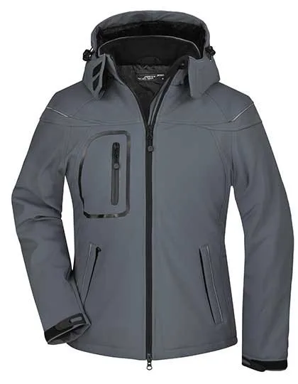 James&Nicholson Softshelljacke mit abzippbarer Kapuze für Damen, Carbon L, JN1001