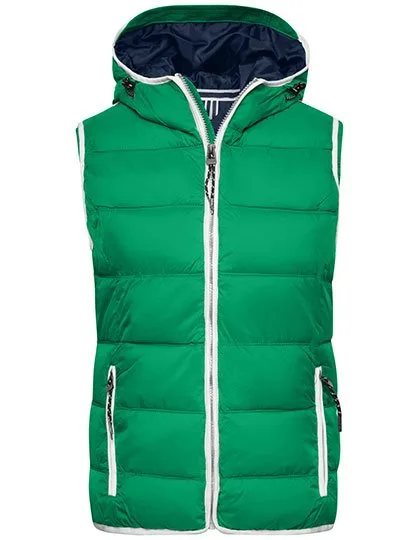 James&Nicholson Steppweste mit Kapuze für Damen, Irish Green/White S, JN1075