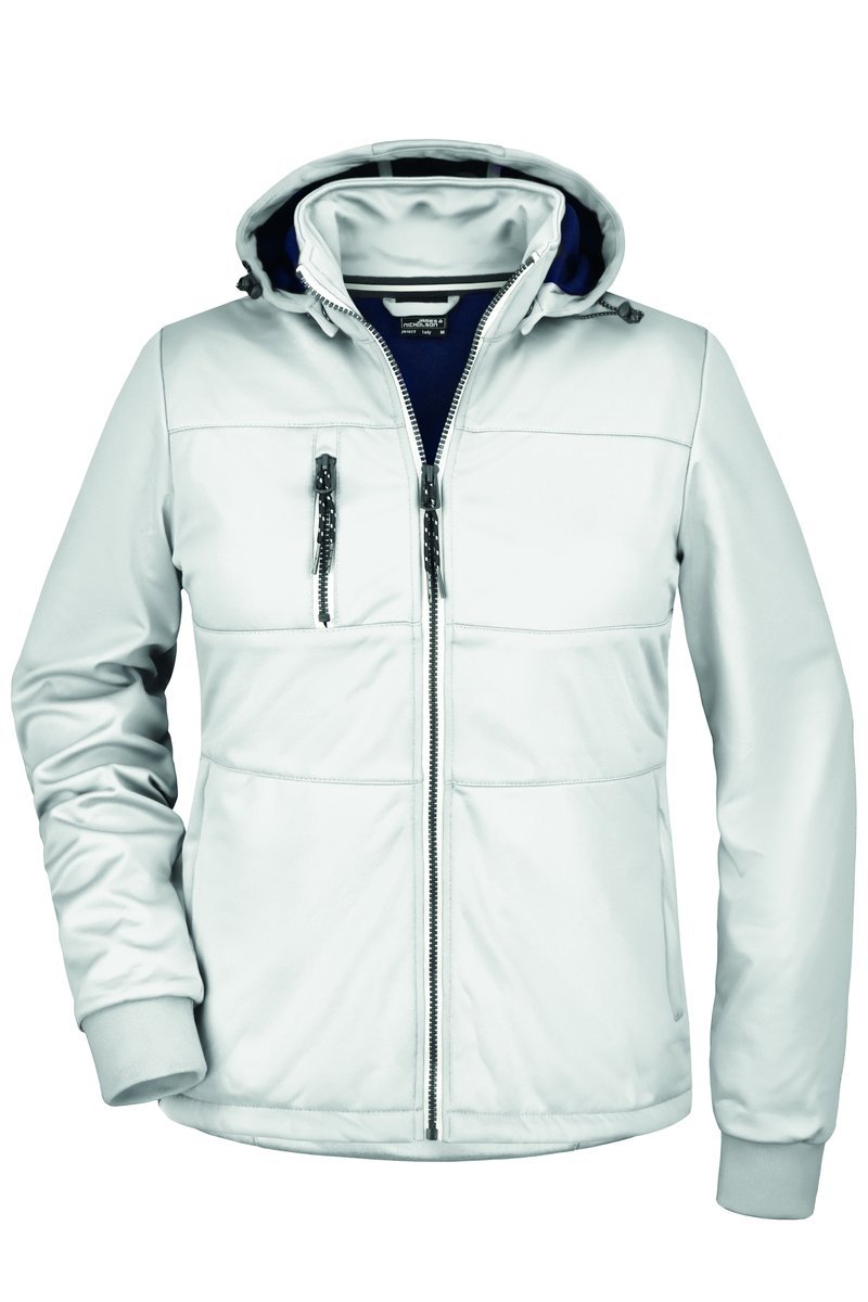 James&Nicholson Softshell Jacke mit Kapuze für Damen, Black/Black S, JN1077