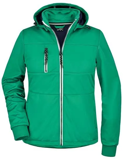 James&Nicholson Softshell Jacke mit Kapuze für Damen, Irish Green/Navy XXL, JN1077