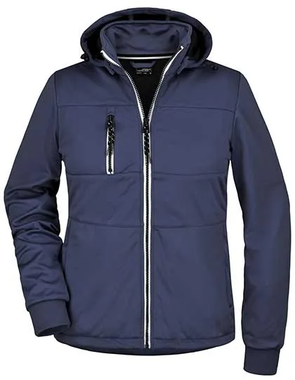 James&Nicholson Softshell Jacke mit Kapuze für Damen, Navy/Navy M, JN1077