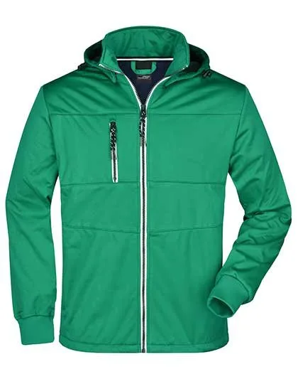 James&Nicholson Softshell-Jacke mit Kapuze für Herren, Irish Green/Navy M, JN1078