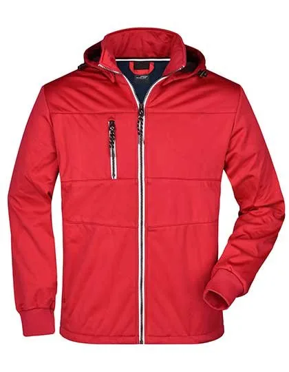 James&Nicholson Softshell-Jacke mit Kapuze für Herren, Red/Navy M, JN1078