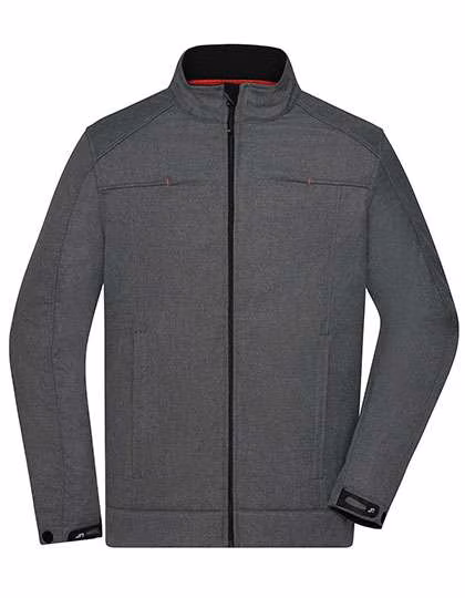 James&Nicholson Männer Softshell Jacke Melange-Optik, Dark Melange S, JN1088
