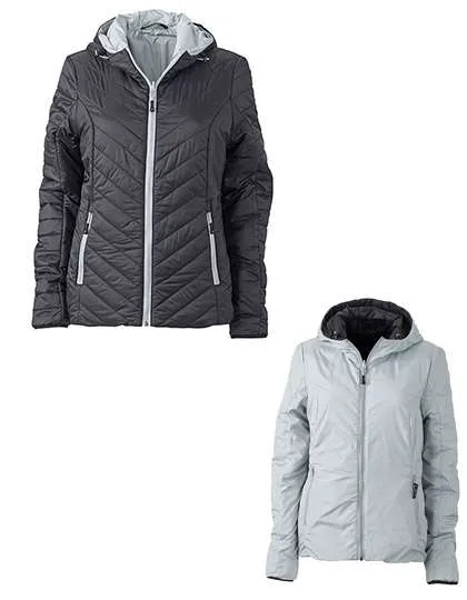 James&Nicholson Lightweight Reversible Jacket with DuPont™ Sorona® Padding, Black/Silver (Solid) S, JN1091
