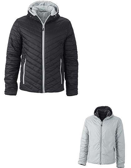 James&Nicholson Leichtgewicht Wendejacke DuPont™ Sorona® für Herren, Black/Silver (Solid) S, JN1092