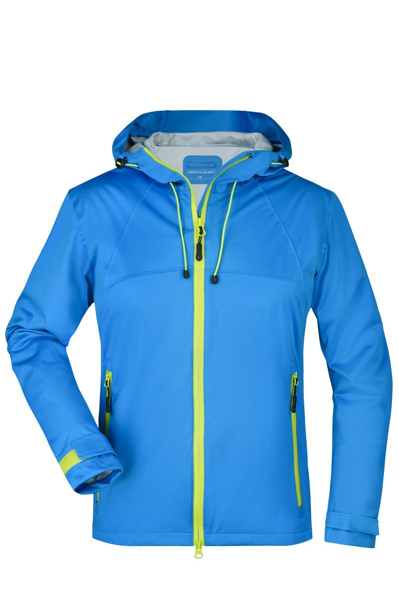 James&Nicholson Softshell-Jacke mit TPU-Membran für Damen, Aqua/Acid Yellow S, JN1097