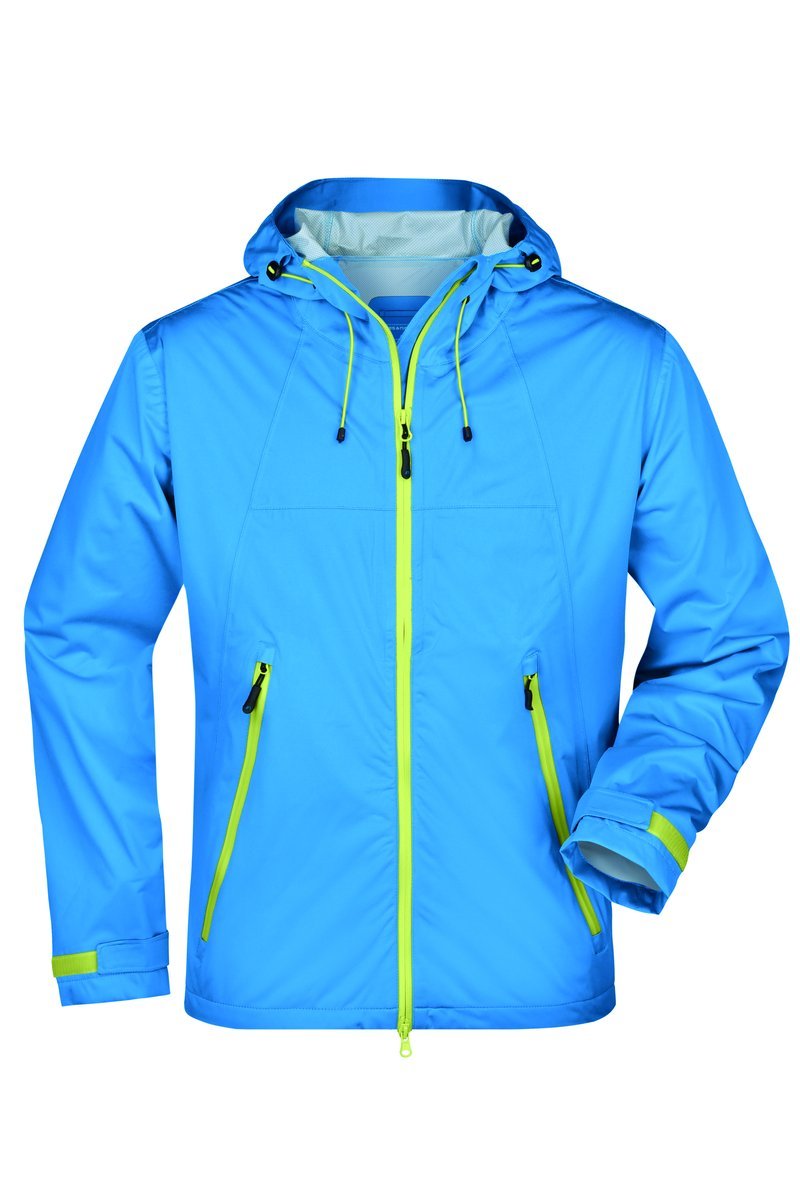 James&Nicholson Ultraleichte Softshell-Jacke mit Kapuze, Aqua/Acid Yellow S, JN1098