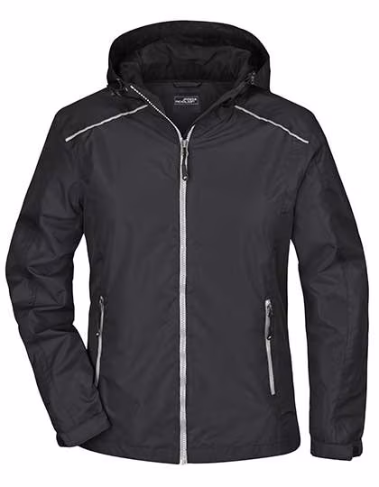 James&Nicholson Giacca Antipioggia con Cappuccio e Riflettori da Donna, Spring Green/Navy M, JN1117