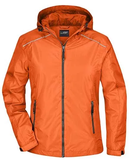 James&Nicholson Regenjacke mit Kapuze und Reflexen für Damen, Orange/Carbon XXL, JN1117