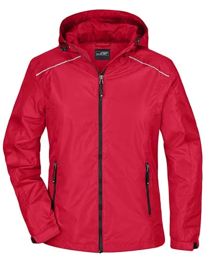 James&Nicholson Regenjacke mit Kapuze und Reflexen für Damen, Red/Black XXL, JN1117