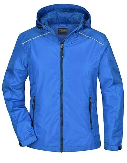 James&Nicholson Regenjacke mit Kapuze und Reflexen für Damen, Royal/Navy L, JN1117