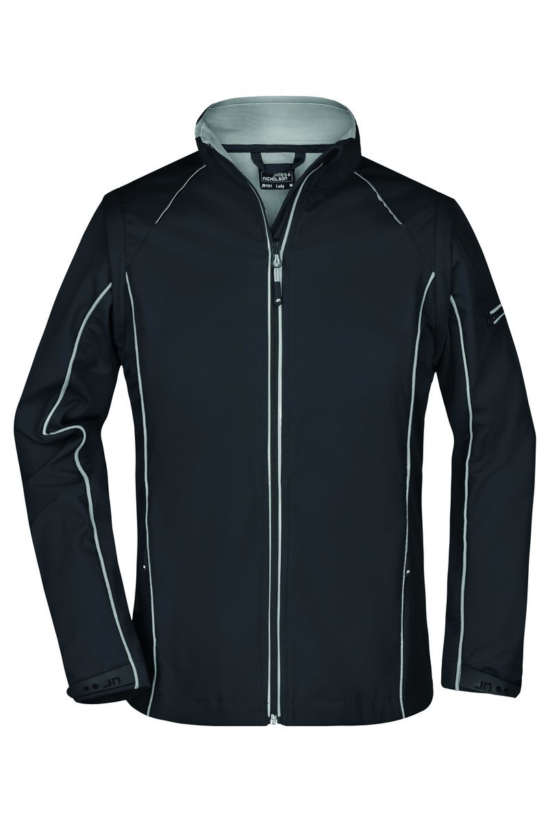 James&Nicholson Zip-Off Softshell Jacke Navy für Damen, Black/Red S, JN1121