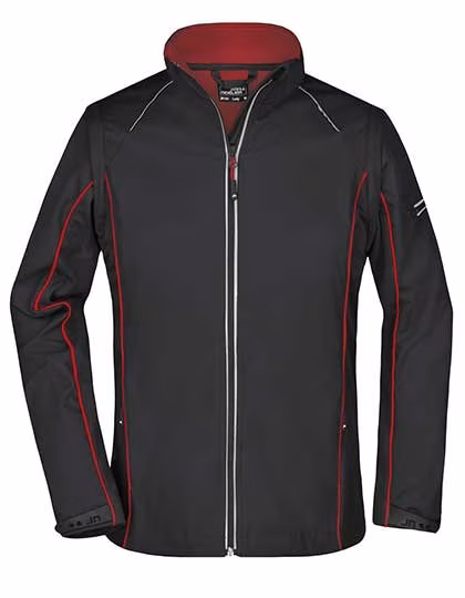 James&Nicholson Zip-Off Giacca Softshell Navy da Donna, Black/Red S, JN1121