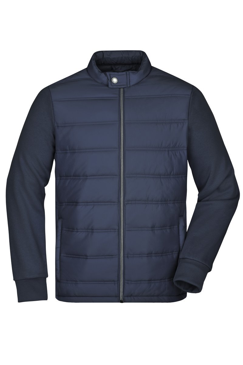 James&Nicholson Hybrid Sweat-Jacke mit Wattierung, Black M, JN1124