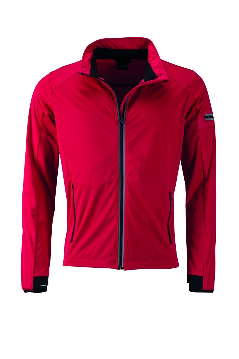 James&Nicholson Sportliche Softshell Jacke mit TPU-Membran, Black/Light Red S, JN1126