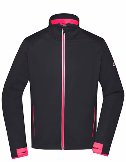 James&Nicholson Sporty Softshell Jacket with TPU Membrane, Black/Light Red S, JN1126