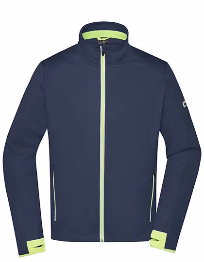 James&Nicholson Sportliche Softshell Jacke mit TPU-Membran, Navy/Bright Yellow S, JN1126