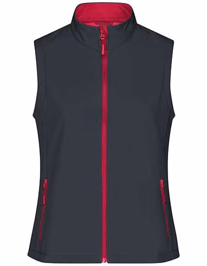 James&Nicholson Gilet Softshell con Microfleece da Donna, Iron Grey/Red M, JN1127