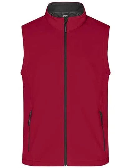 James&Nicholson Softshell Weste mit Microfleece für Herren, Red/Black L, JN1128