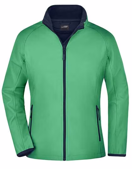 James&Nicholson Giacca Softshell con Microfleece da Donna, Green/Navy L, JN1129