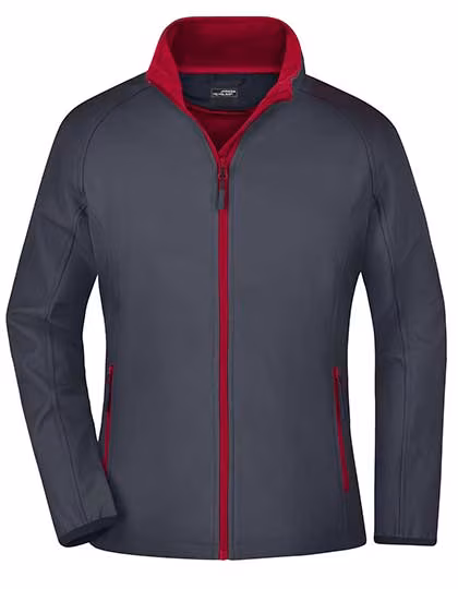 James&Nicholson Giacca Softshell con Microfleece da Donna, Iron Grey/Red M, JN1129