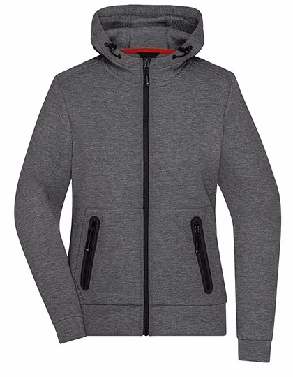 James&Nicholson Kapuzenjacke Slim Cut Melange für Damen, Dark Melange S, JN1143