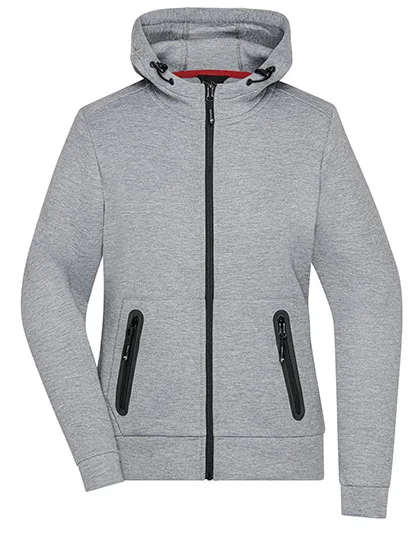 James&Nicholson Kapuzenjacke Slim Cut Melange für Damen, Light Melange L, JN1143