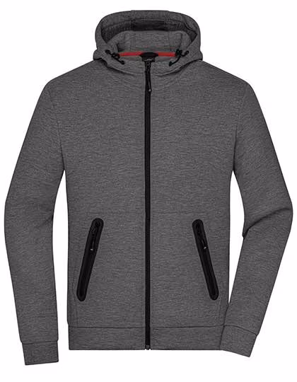 James&Nicholson Hooded Jacket con Tasca a Marsupio e Elastan, Dark Melange S, JN1144