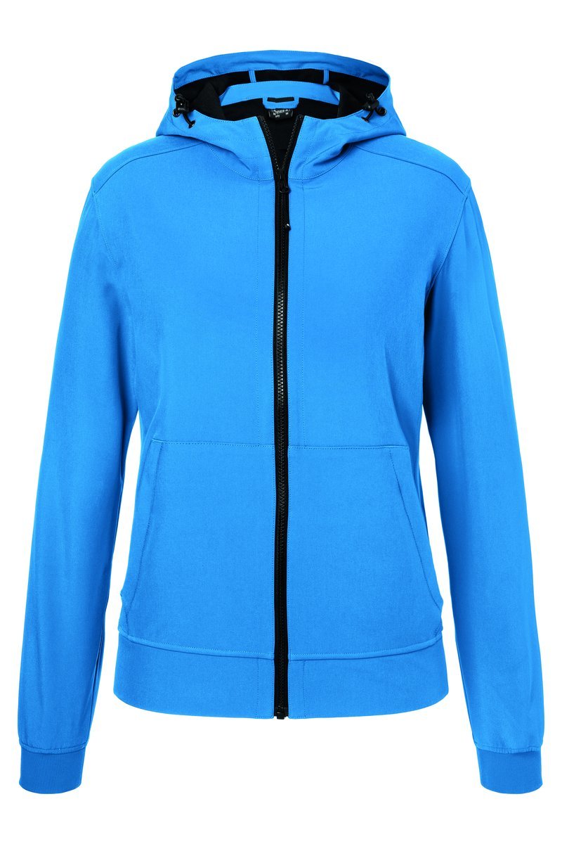 James&Nicholson Softshelljacke mit Kapuze für Damen, Black/Black XS, JN1145