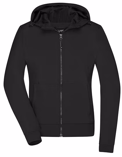 James&Nicholson Softshell Jacket with Hood for Women, Black/Black XS, JN1145